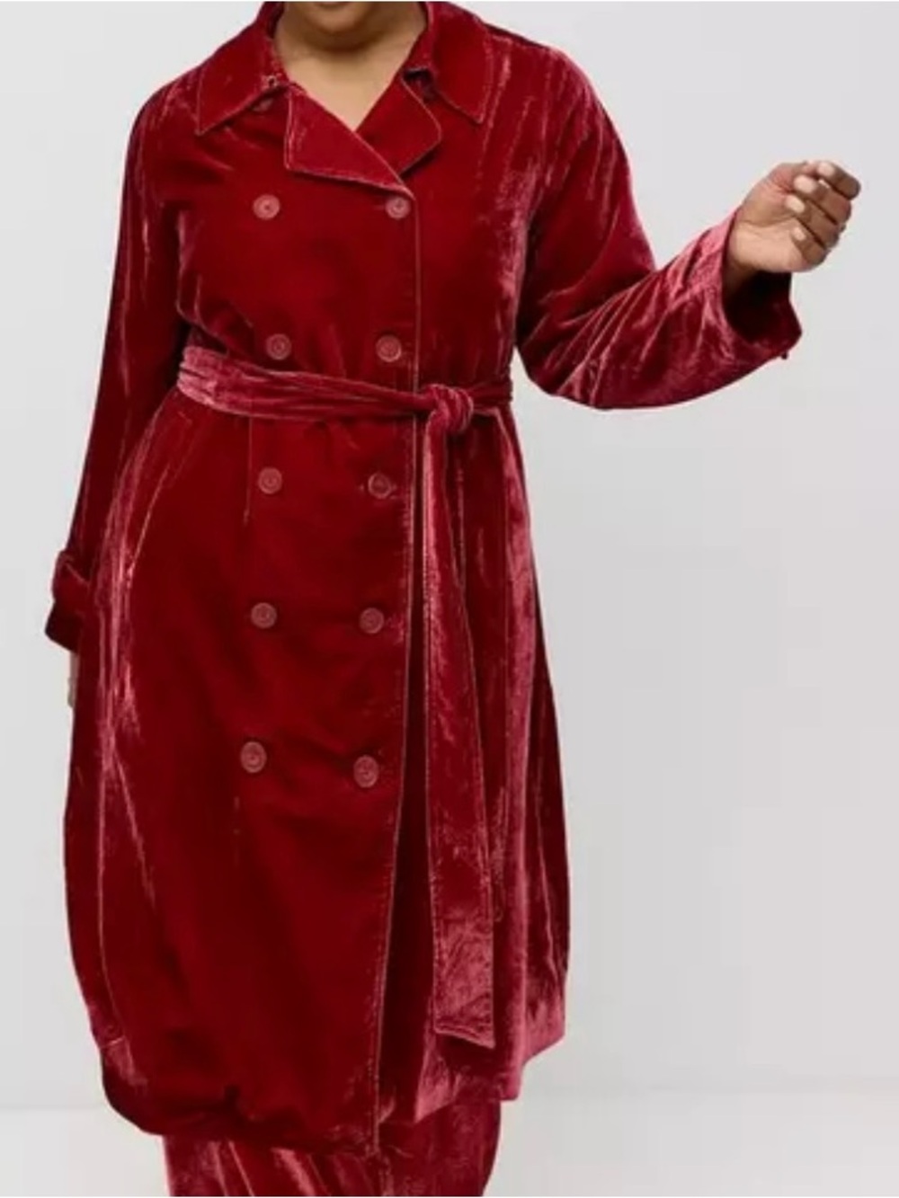Torrid Studio Double-Breasted Velvet Trench Coat